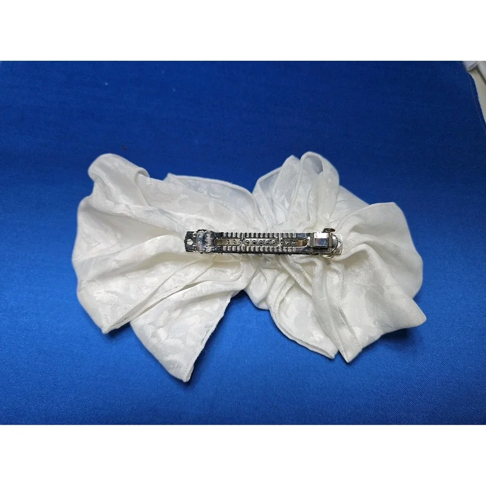 Vintage Hair Bow Satin Oversized Barrette Clip 8